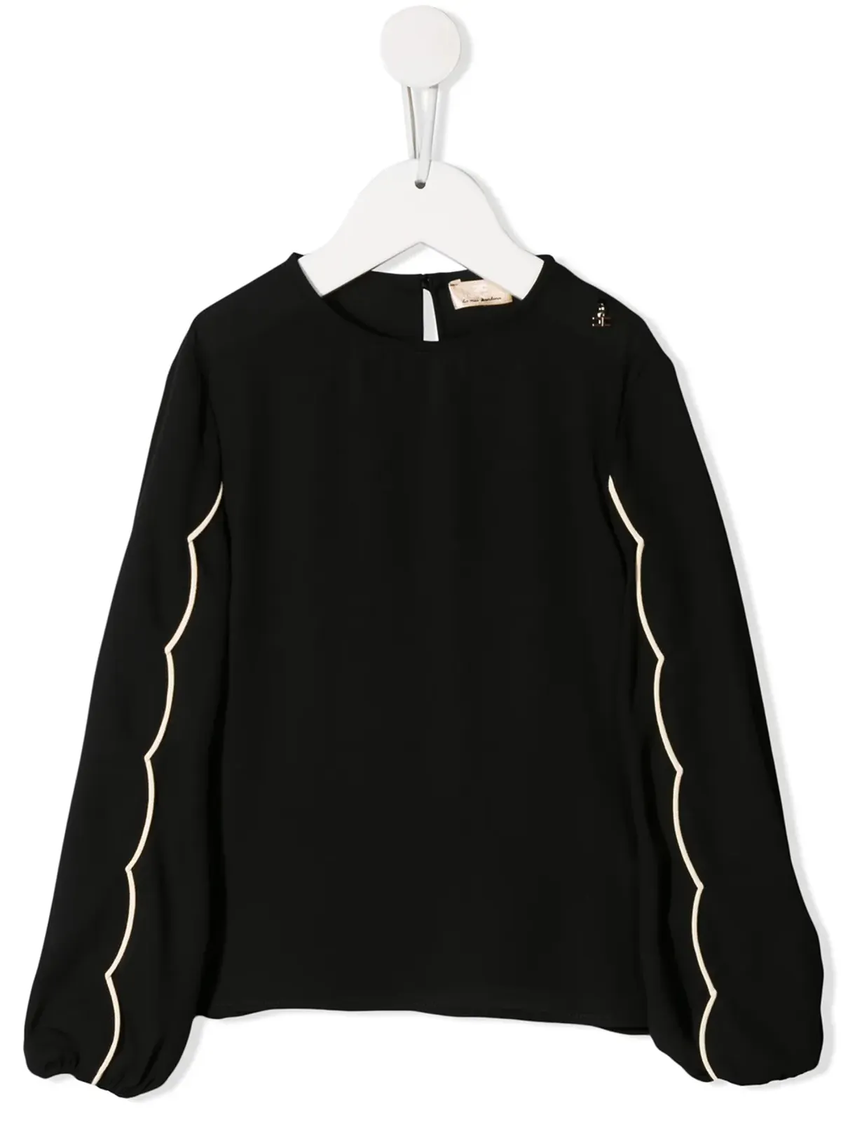 Elisabetta Franchi La Mia Bambina スカラップトリム付きニットジャンパー（ブラック） - 画像1