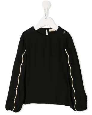 Elisabetta Franchi La Mia Bambina スカラップトリム付きニットジャンパー（ブラック） - サムネイル1