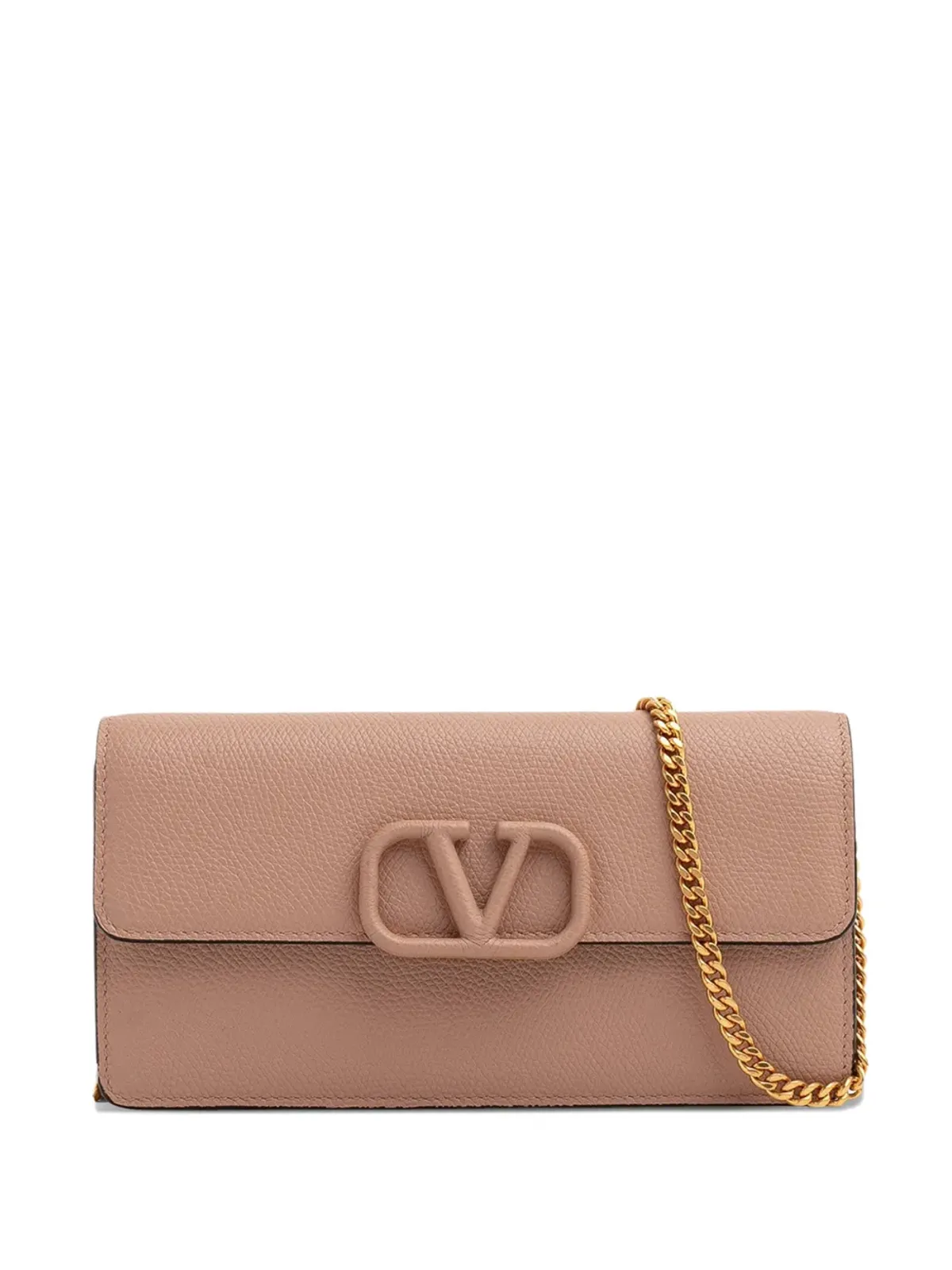 Valentino Garavani VLogo Signature leather wallet-on-chain - Neutrals - 画像1