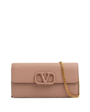 Valentino Garavani VLogo Signature leather wallet-on-chain - Neutrals - サムネイル1