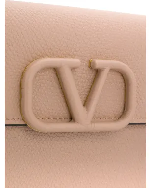 Valentino Garavani VLogo Signature leather wallet-on-chain - Neutrals - サムネイル4