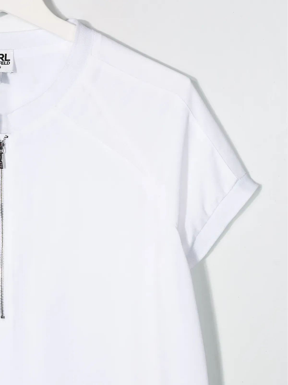 Karl Lagerfeld Kids ホワイトのカラーブロック半袖ドレス - 画像3