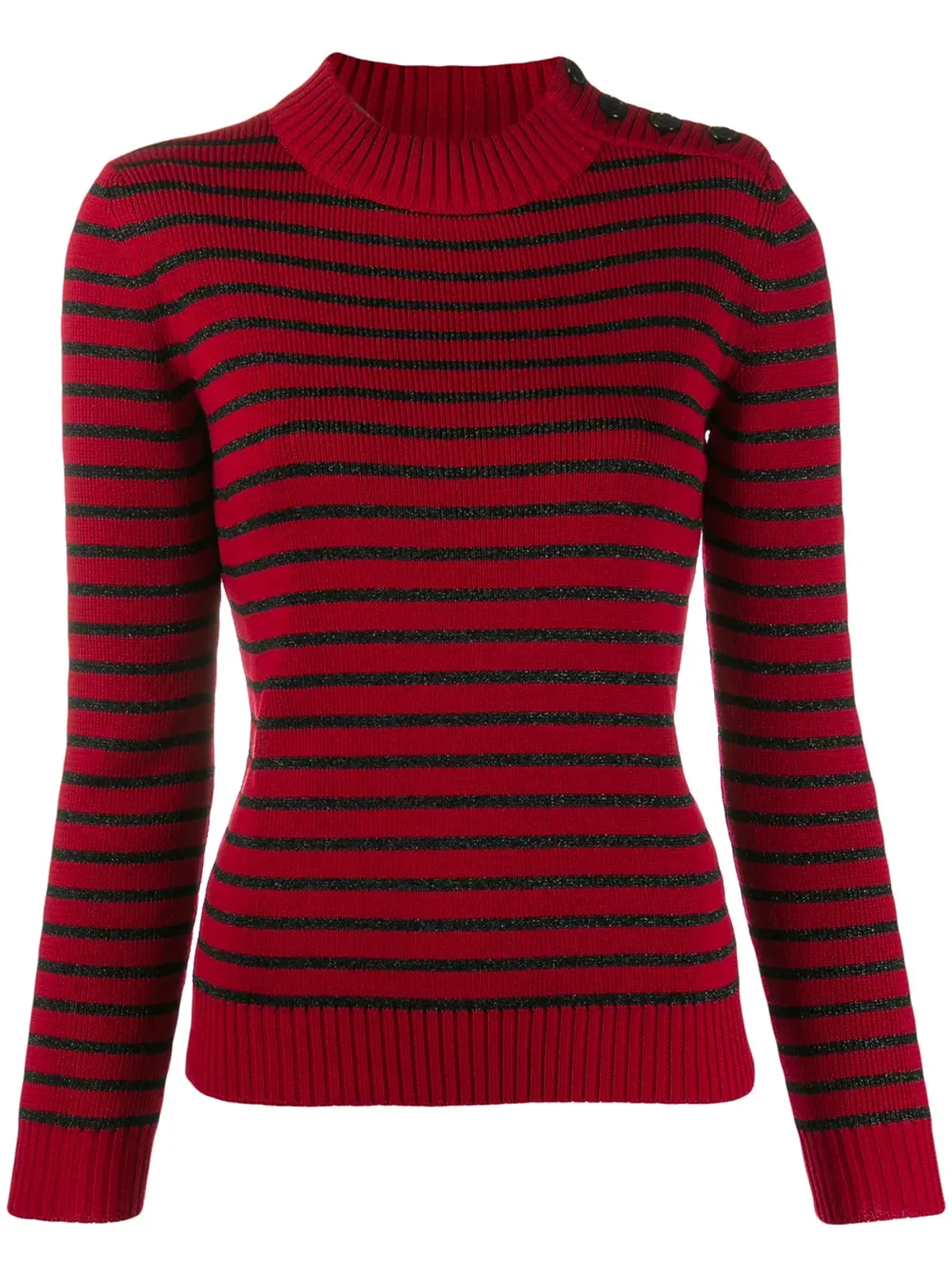 Saint Laurent ストライプ柄ニットジャンパー - レッド - 画像1