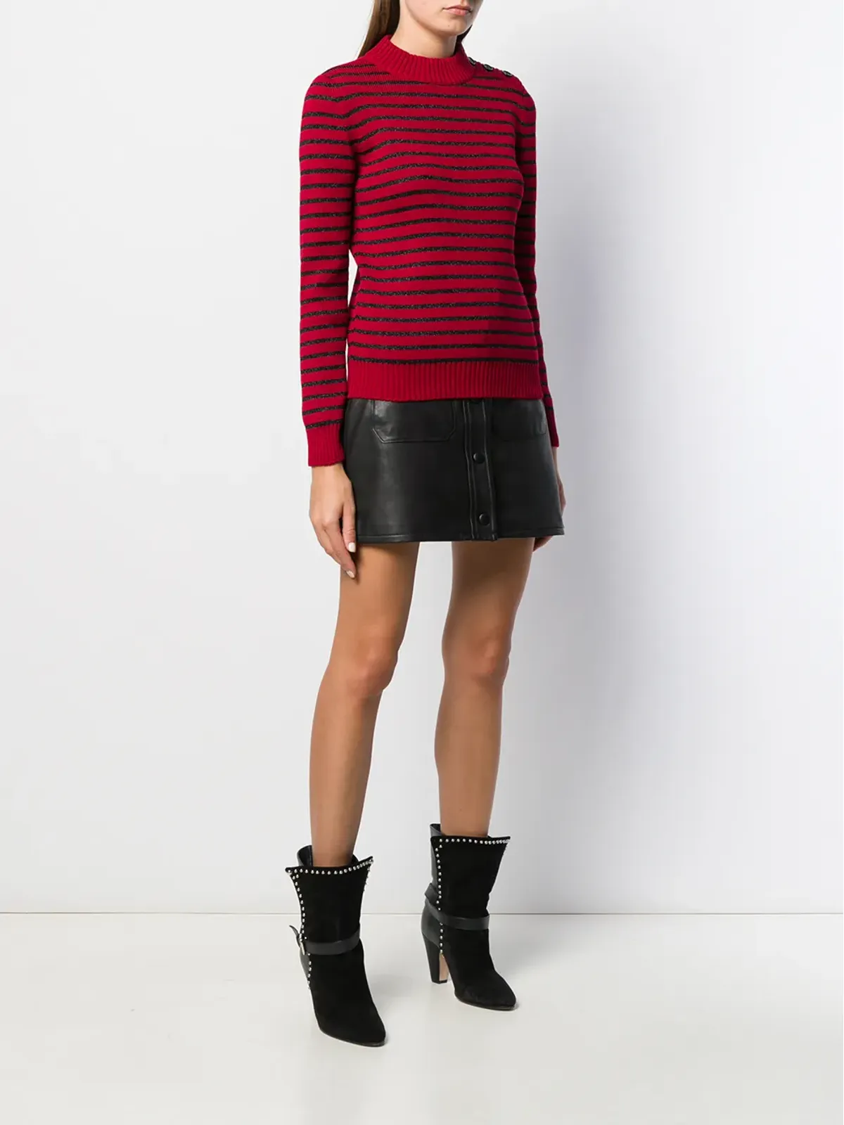 Saint Laurent ストライプ柄ニットジャンパー - レッド - 画像3