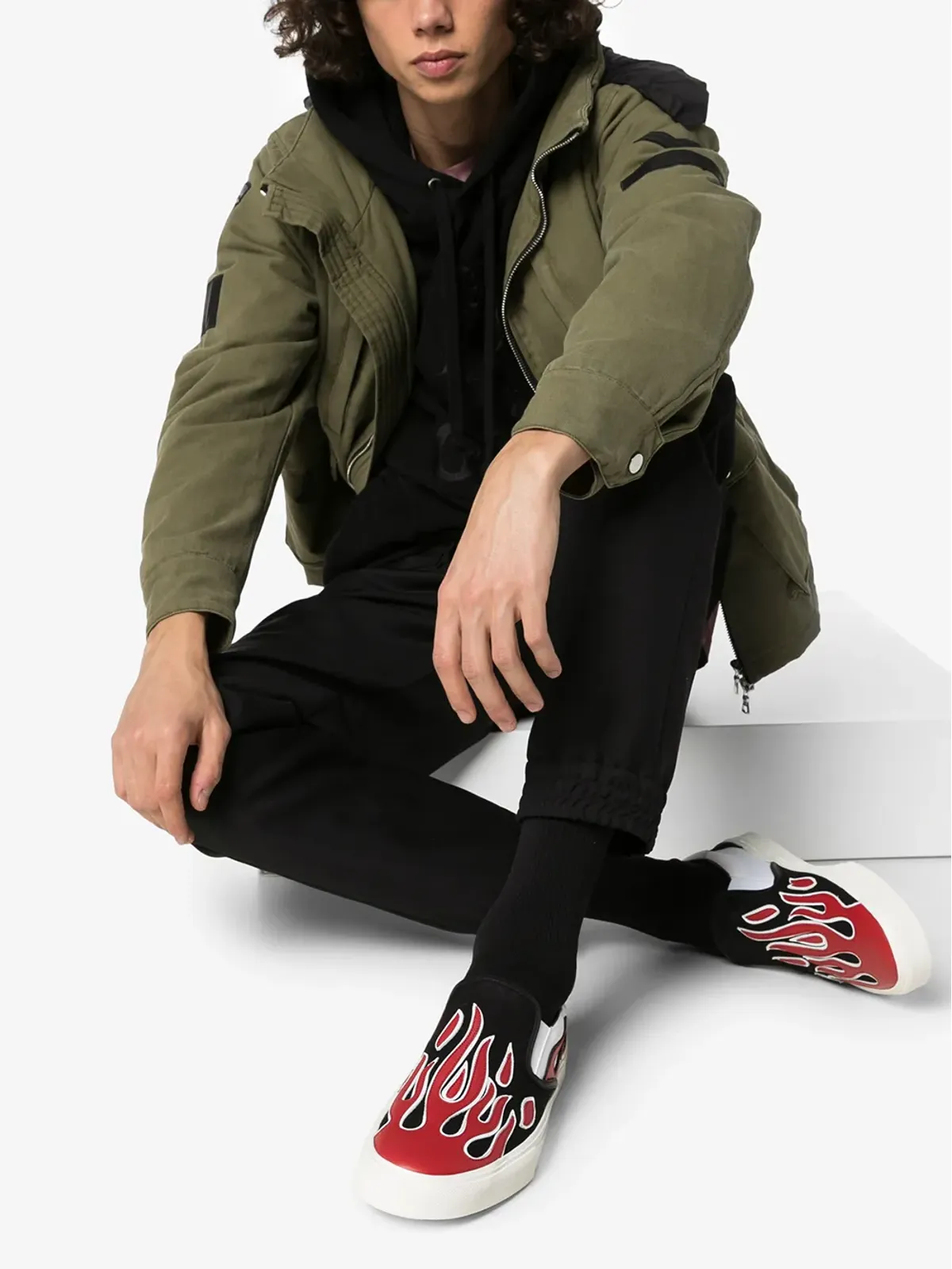 AMIRI 炎のアップリケ付きスリップオンスニーカー - 画像2