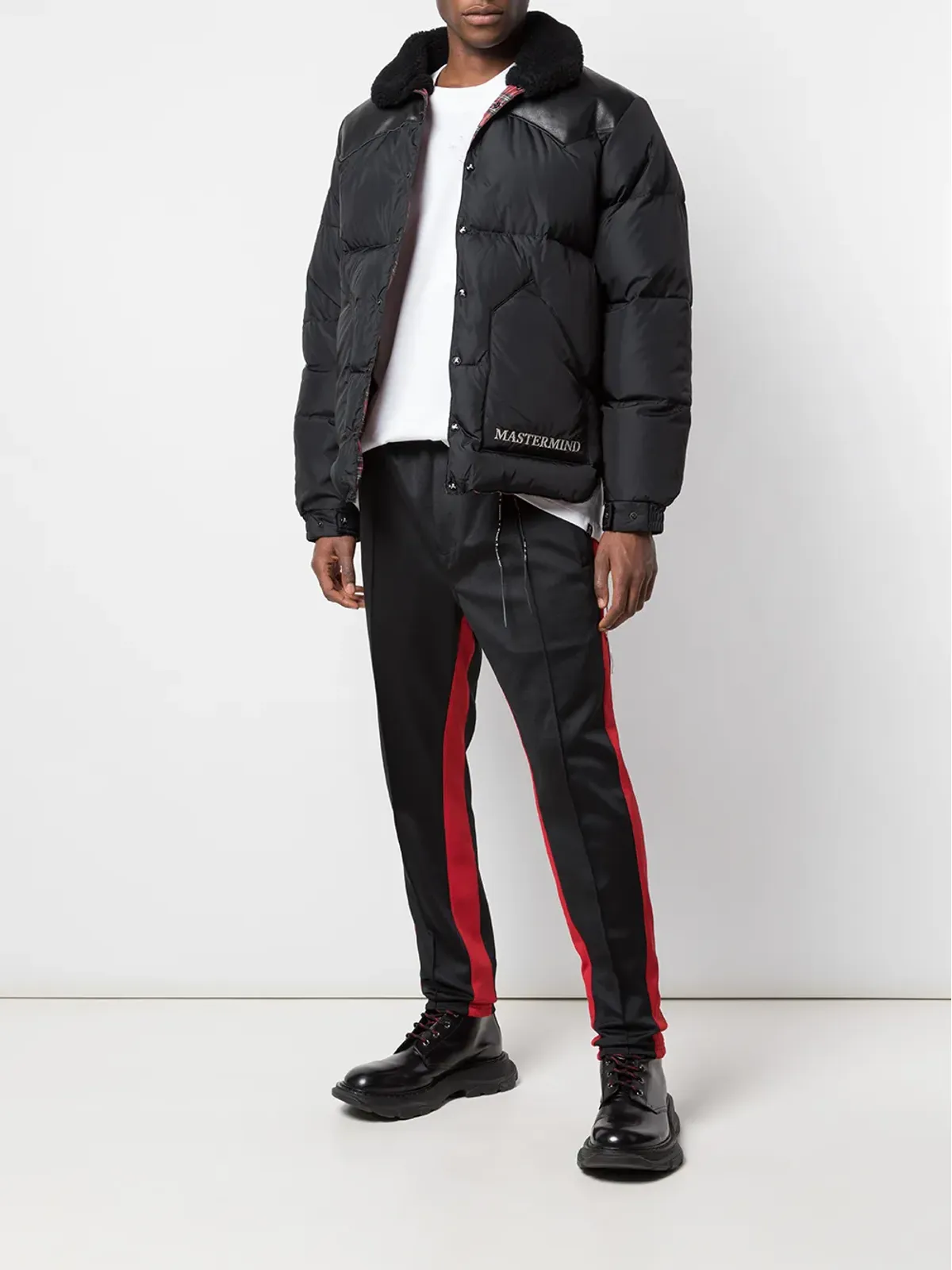 Mastermind Japan レザーパネルドダウンコート - 画像2