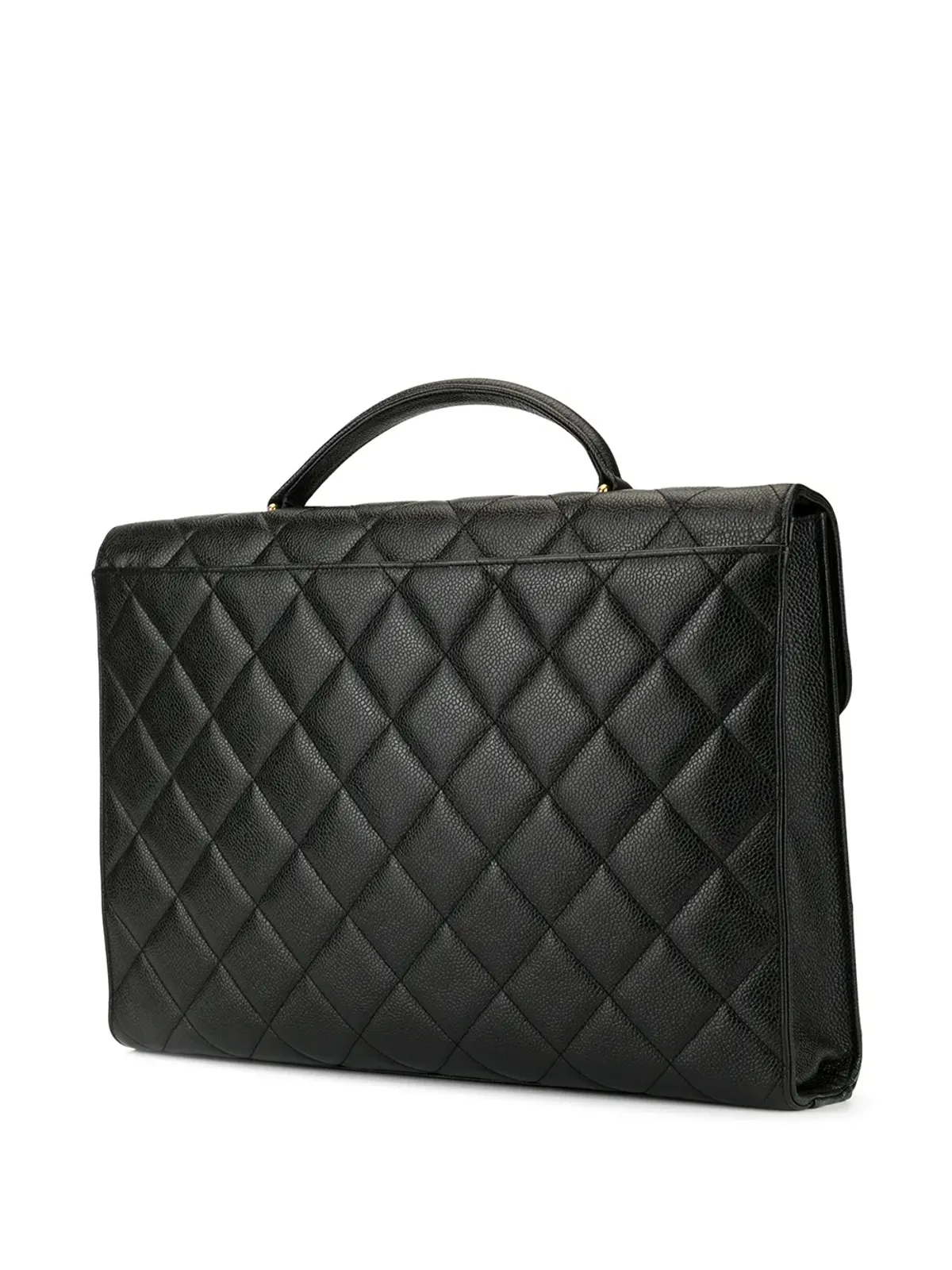 CHANEL ビンテージ 1995 ダイヤモンドキルティング CC ブリーフケース - ブラック - 画像3
