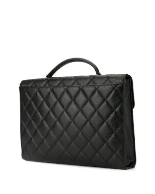 CHANEL ビンテージ 1995 ダイヤモンドキルティング CC ブリーフケース - ブラック - サムネイル3