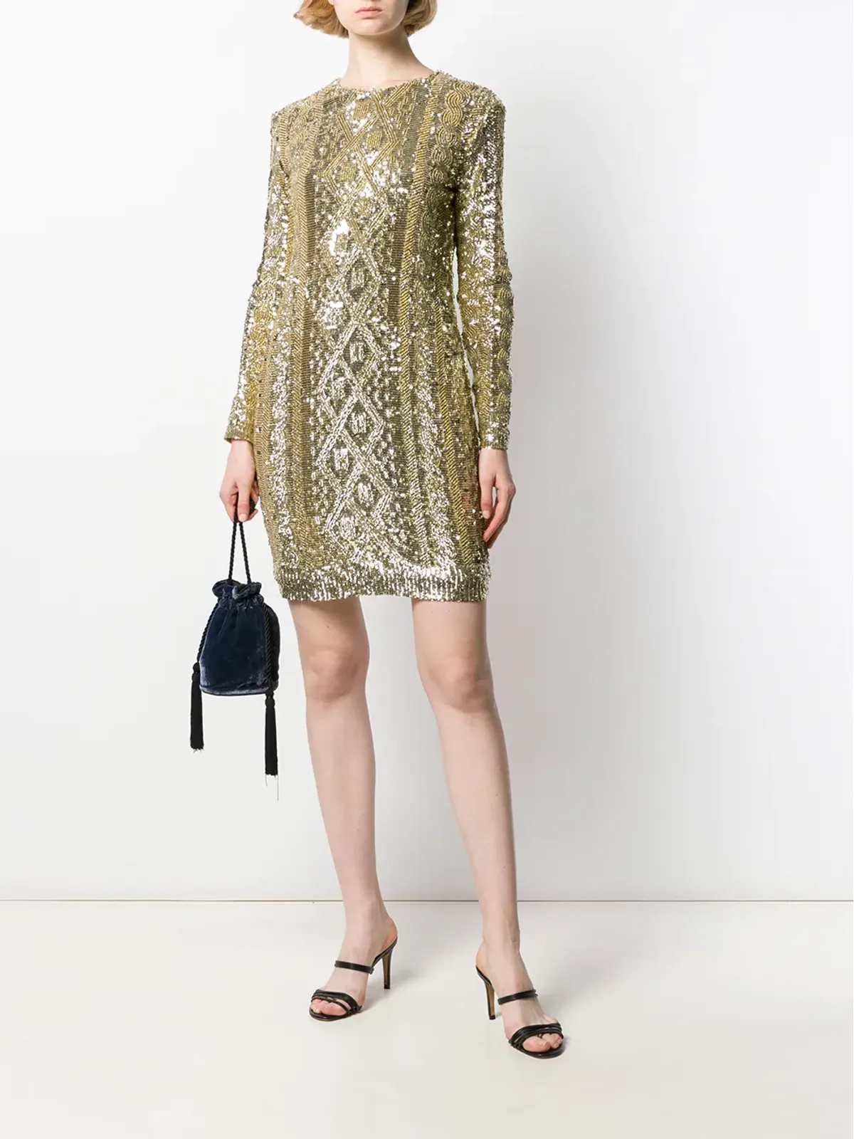 Max Mara スパンコール刺繍フィットドレス - 画像2