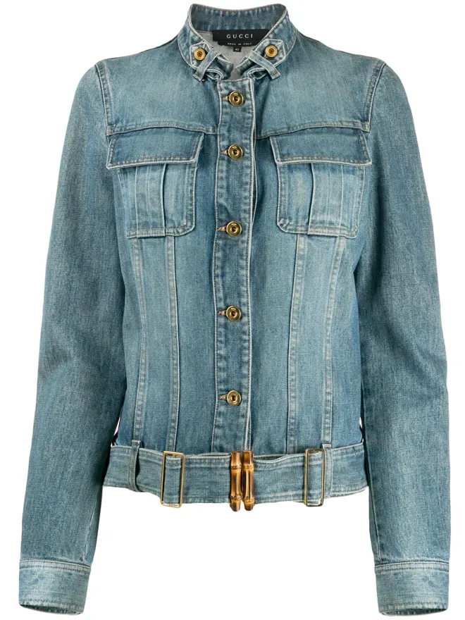 Gucci Pre-Owned Gucci ヴィンテージ クロップドデニムジャケット ブルーの商品画像