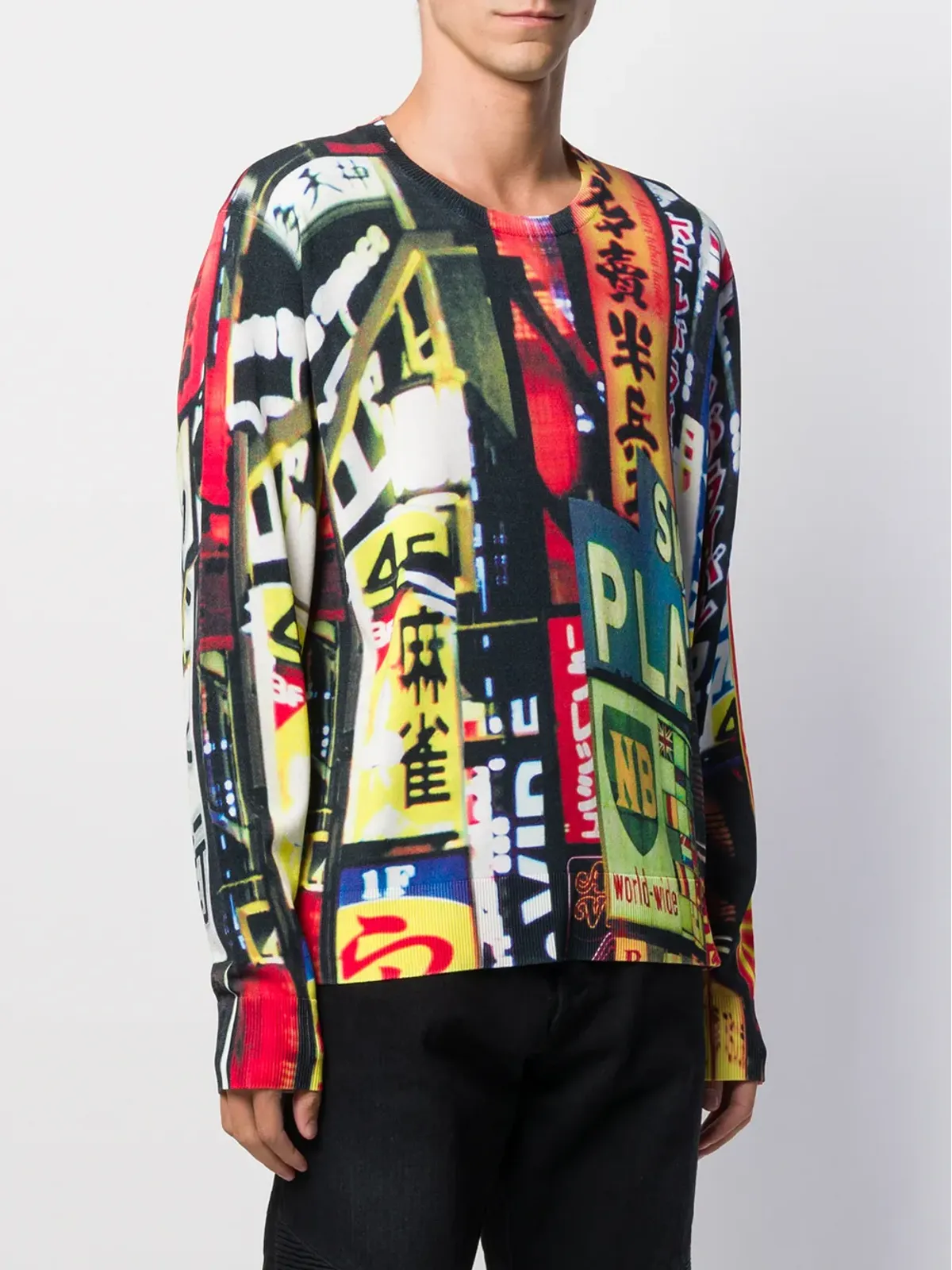 Neil Barrett ネオンサインプリントTシャツ ブラック - 画像3