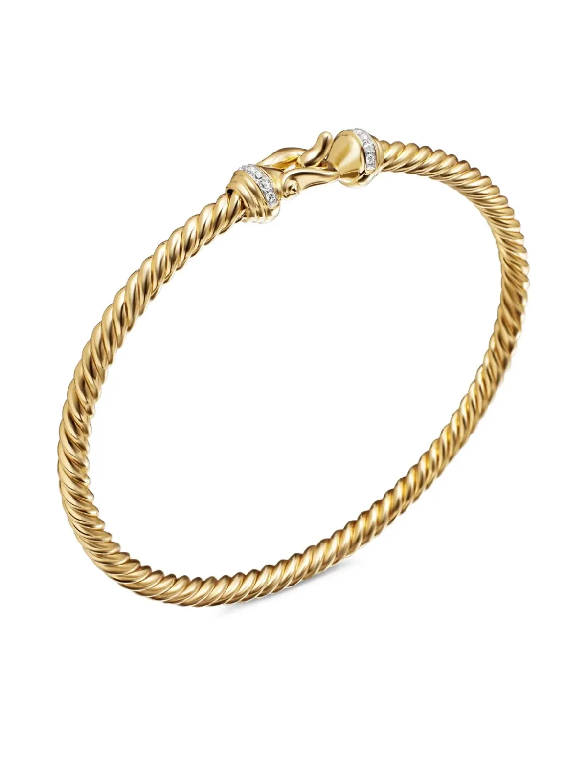 David Yurman 18kt イエローゴールド ケーブルスパイラ バックル ダイヤモンド ブレスレット - 画像5