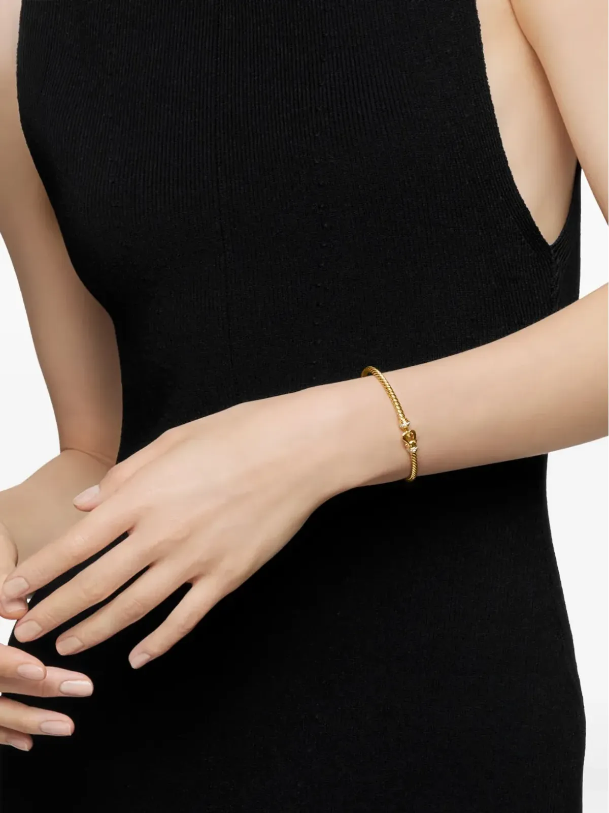 David Yurman 18kt イエローゴールド ケーブルスパイラ バックル ダイヤモンド ブレスレット - 画像2