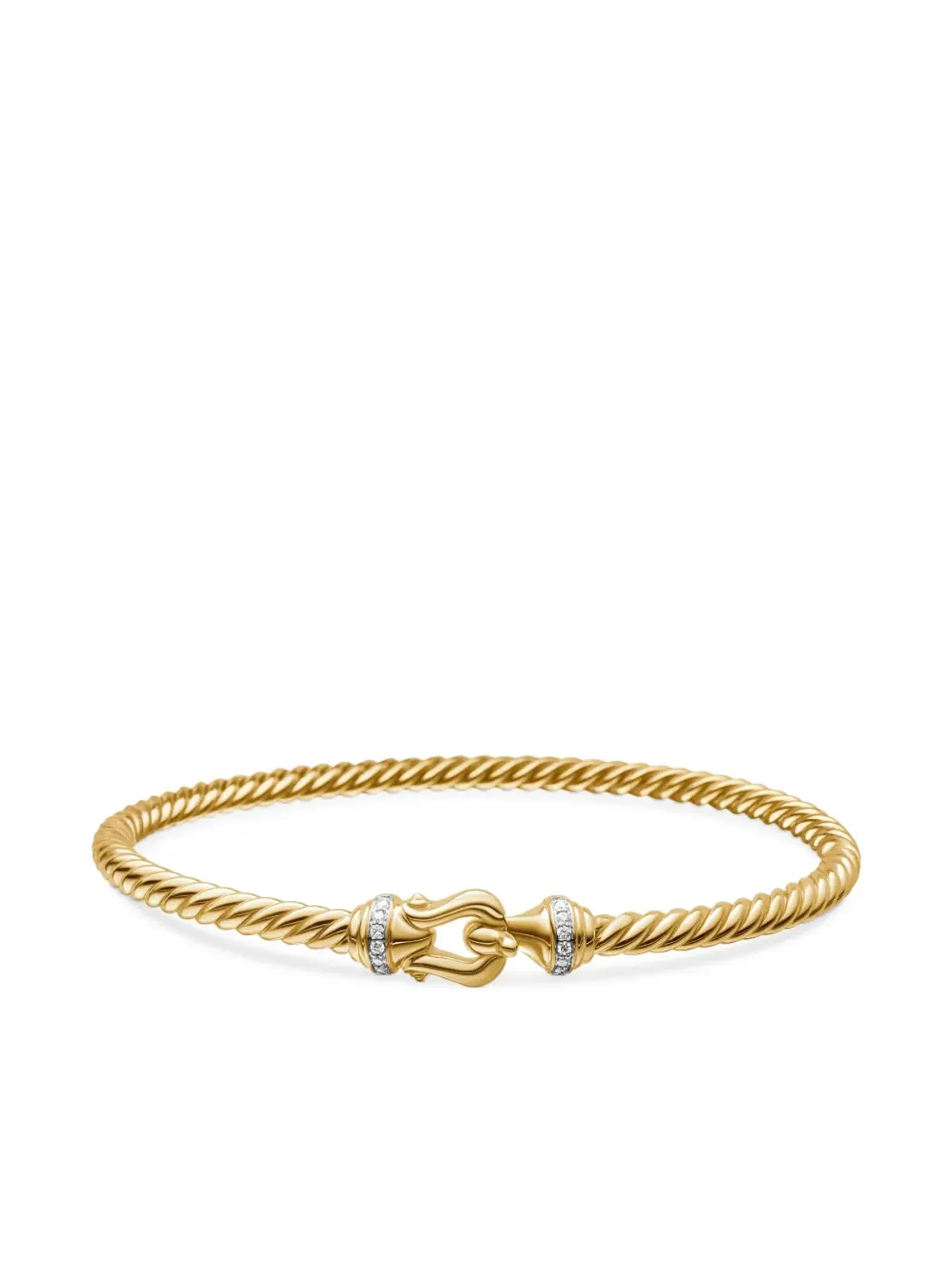 David Yurman 18kt イエローゴールド ケーブルスパイラ バックル ダイヤモンド ブレスレット - 画像4