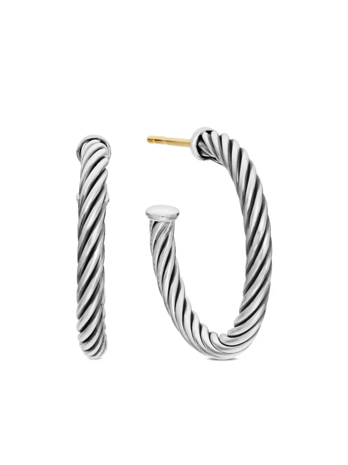 David Yurman スターリングシルバー ケーブル フープピアス - 画像1