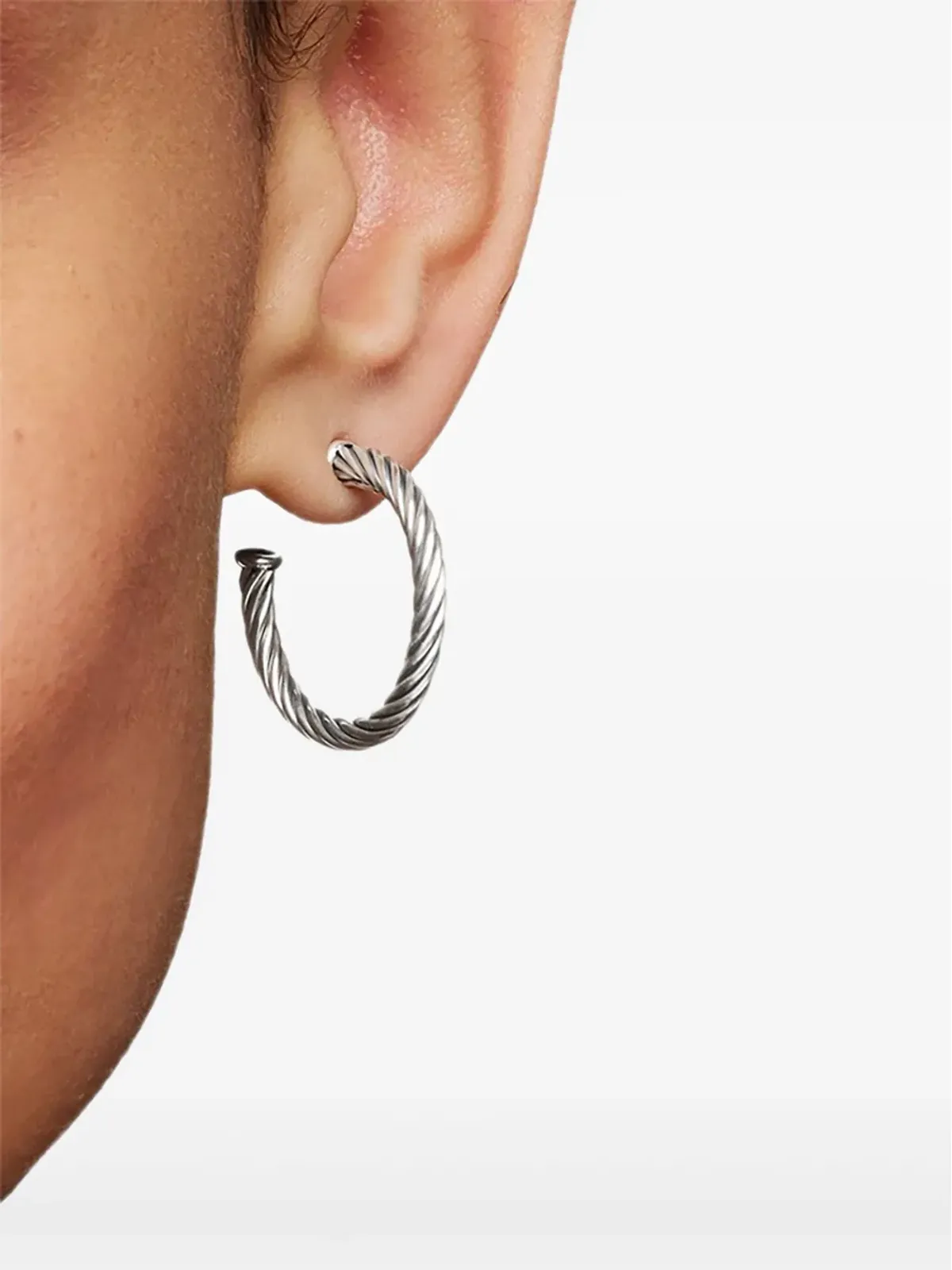 David Yurman スターリングシルバー ケーブル フープピアス - 画像2