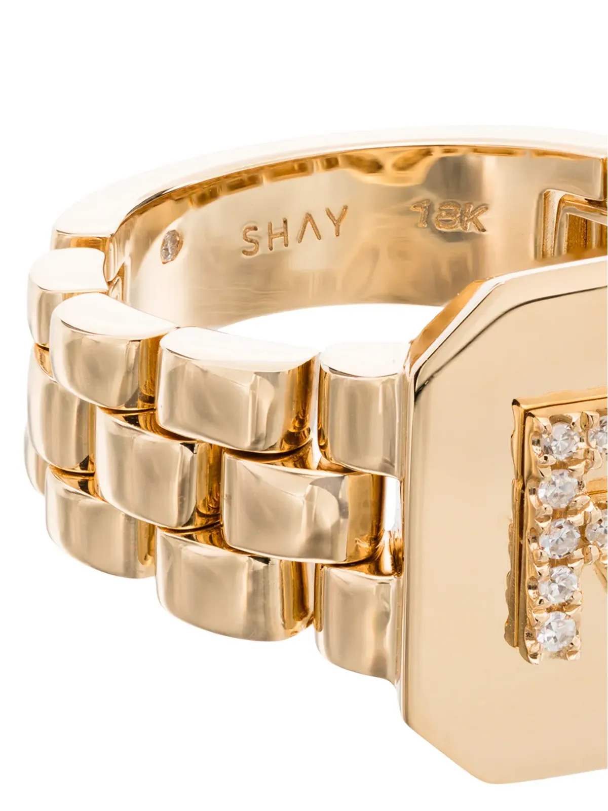 SHAY 18Kイエローゴールド ダイヤモンド イニシャルR リング - 画像3
