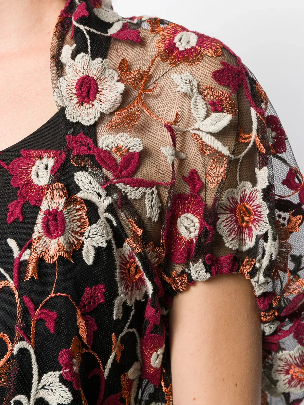 Junya Watanabe Comme des Garçons Pre-Owned 2000年代 フローラルネットドレス - ブラック - 画像5