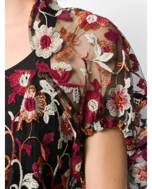 Junya Watanabe Comme des Garçons Pre-Owned 2000年代 フローラルネットドレス - ブラック - サムネイル5