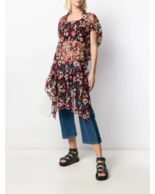 Junya Watanabe Comme des Garçons Pre-Owned 2000年代 フローラルネットドレス - ブラック - サムネイル2