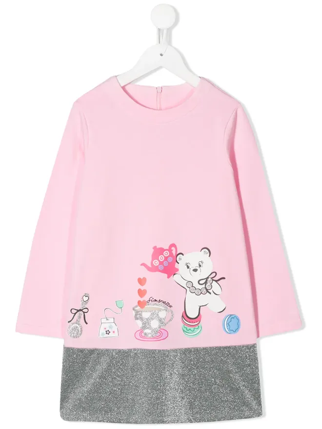 Simonetta Simonetta glitter hem sweatshirt dress - Pinkの商品画像