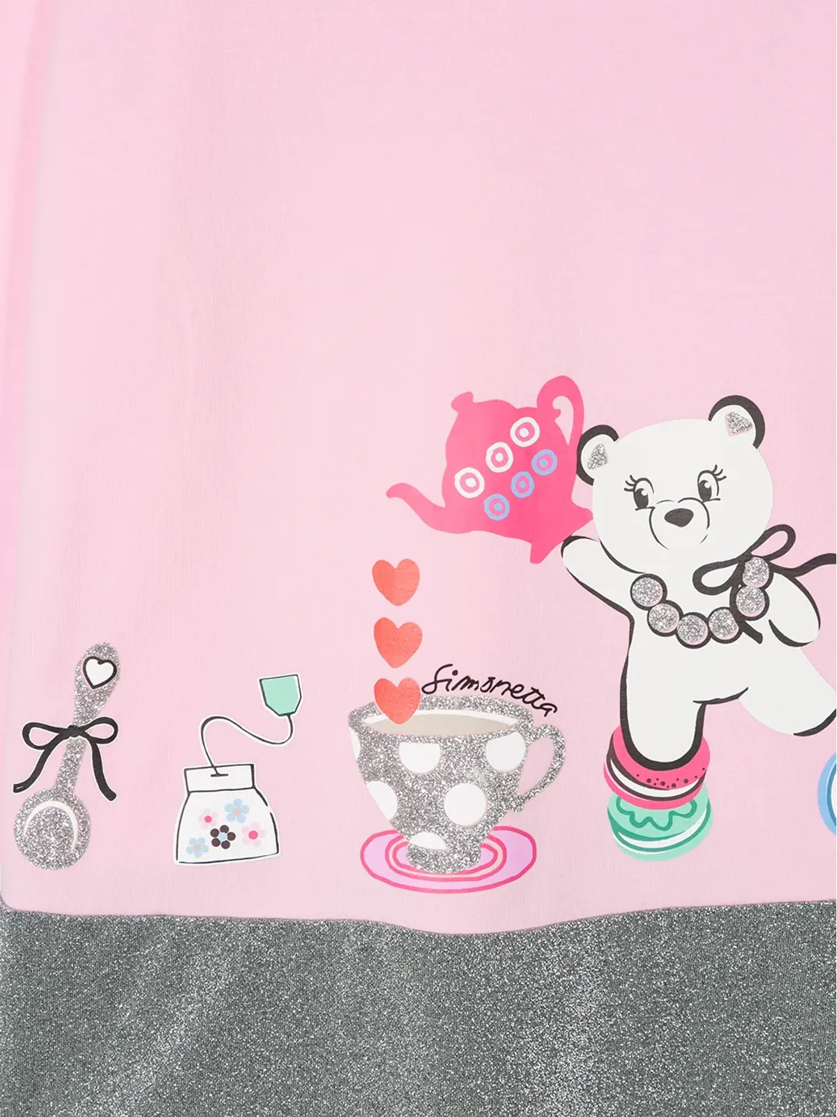Simonetta glitter hem sweatshirt dress - Pink - 画像3