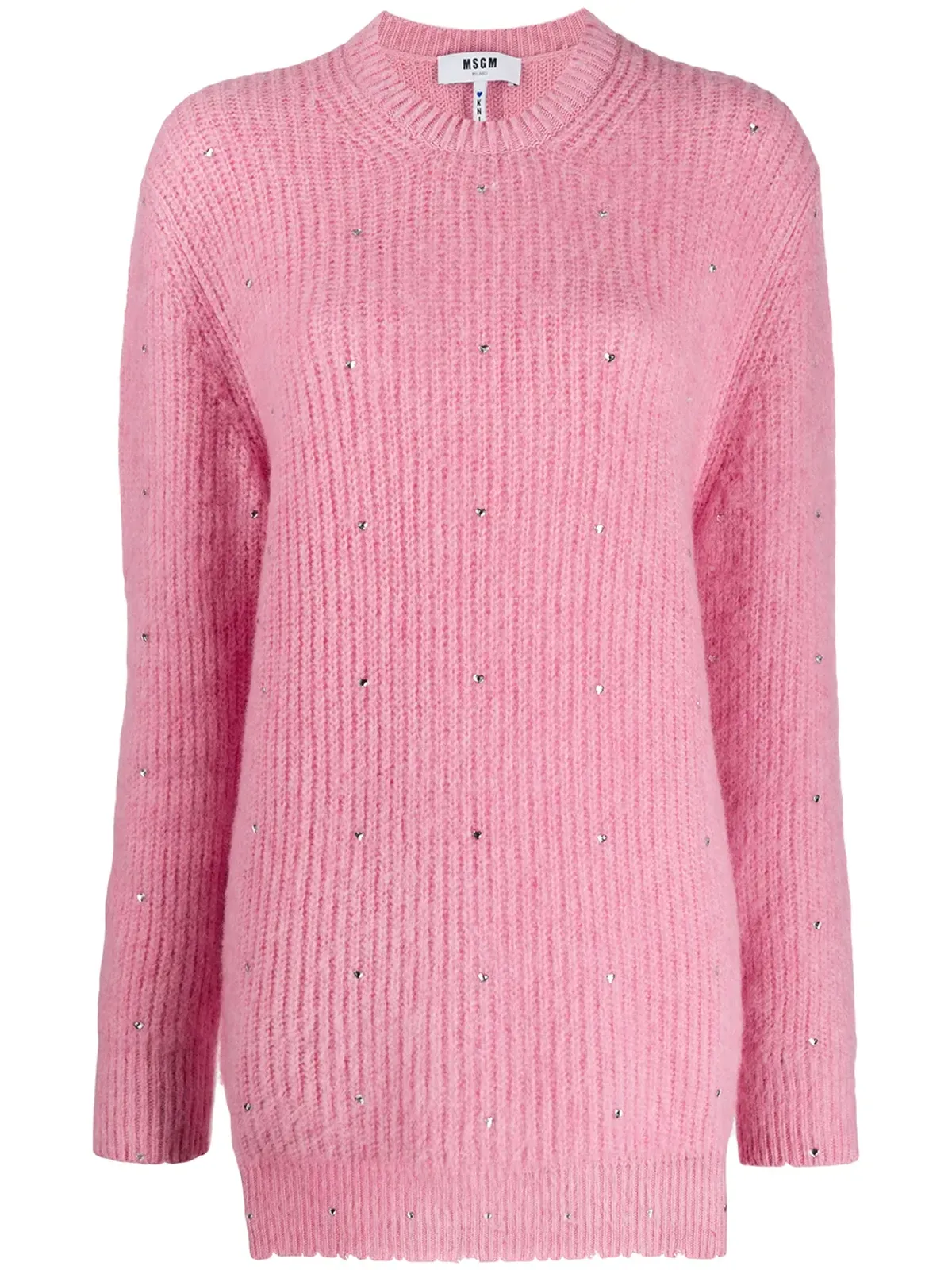 MSGM クリスタル装飾入りニットセーター（ピンク） - 画像1