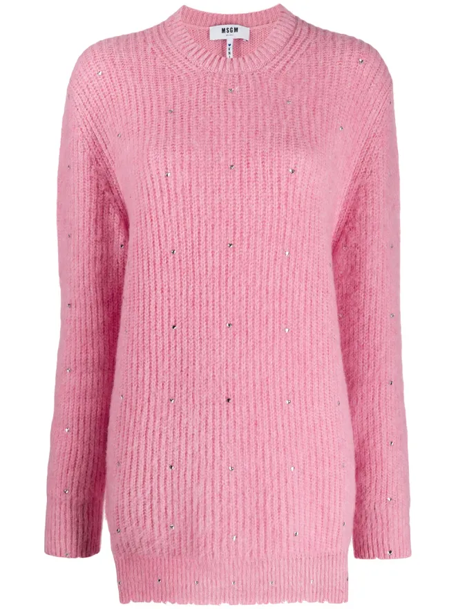 MSGM MSGM クリスタル装飾入りニットセーター（ピンク）の商品画像