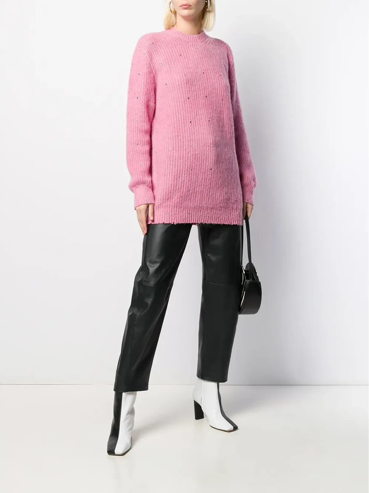 MSGM クリスタル装飾入りニットセーター（ピンク） - 画像2