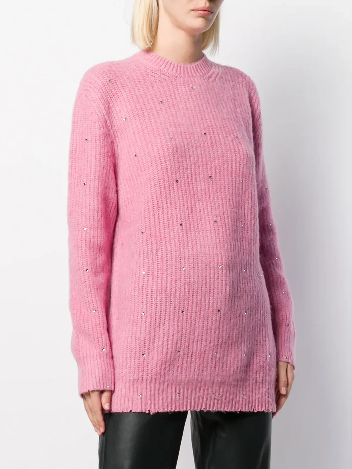 MSGM クリスタル装飾入りニットセーター（ピンク） - 画像3