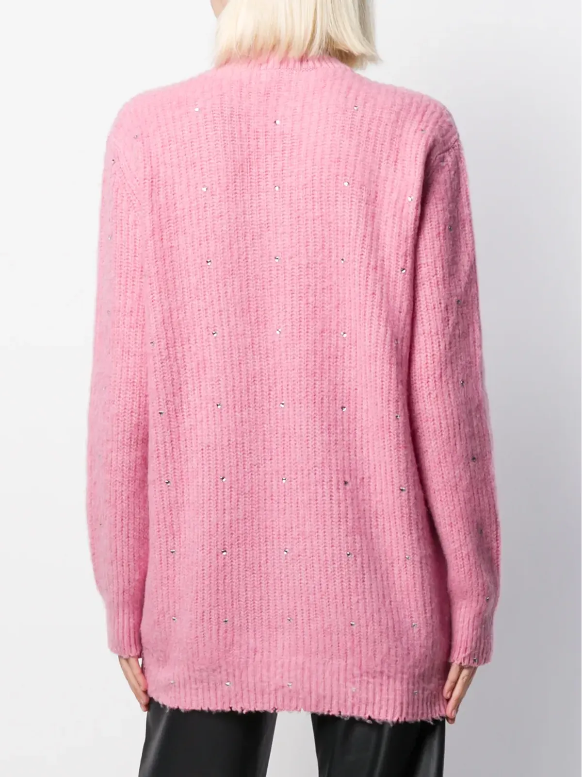 MSGM クリスタル装飾入りニットセーター（ピンク） - 画像4