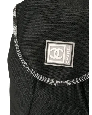 CHANEL Pre-Owned スポーツライン ロゴプリントバックパック - ブラック - サムネイル4