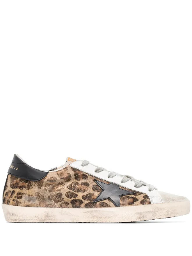 Golden Goose Golden Goose Super-Star leopard print sneakers - Brownの商品画像