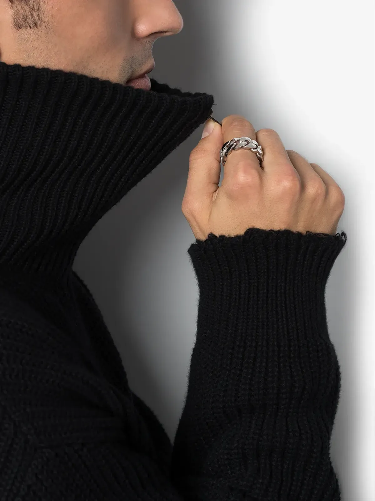 SHAY 18K white gold pavé diamond link ring - Silver - 画像2