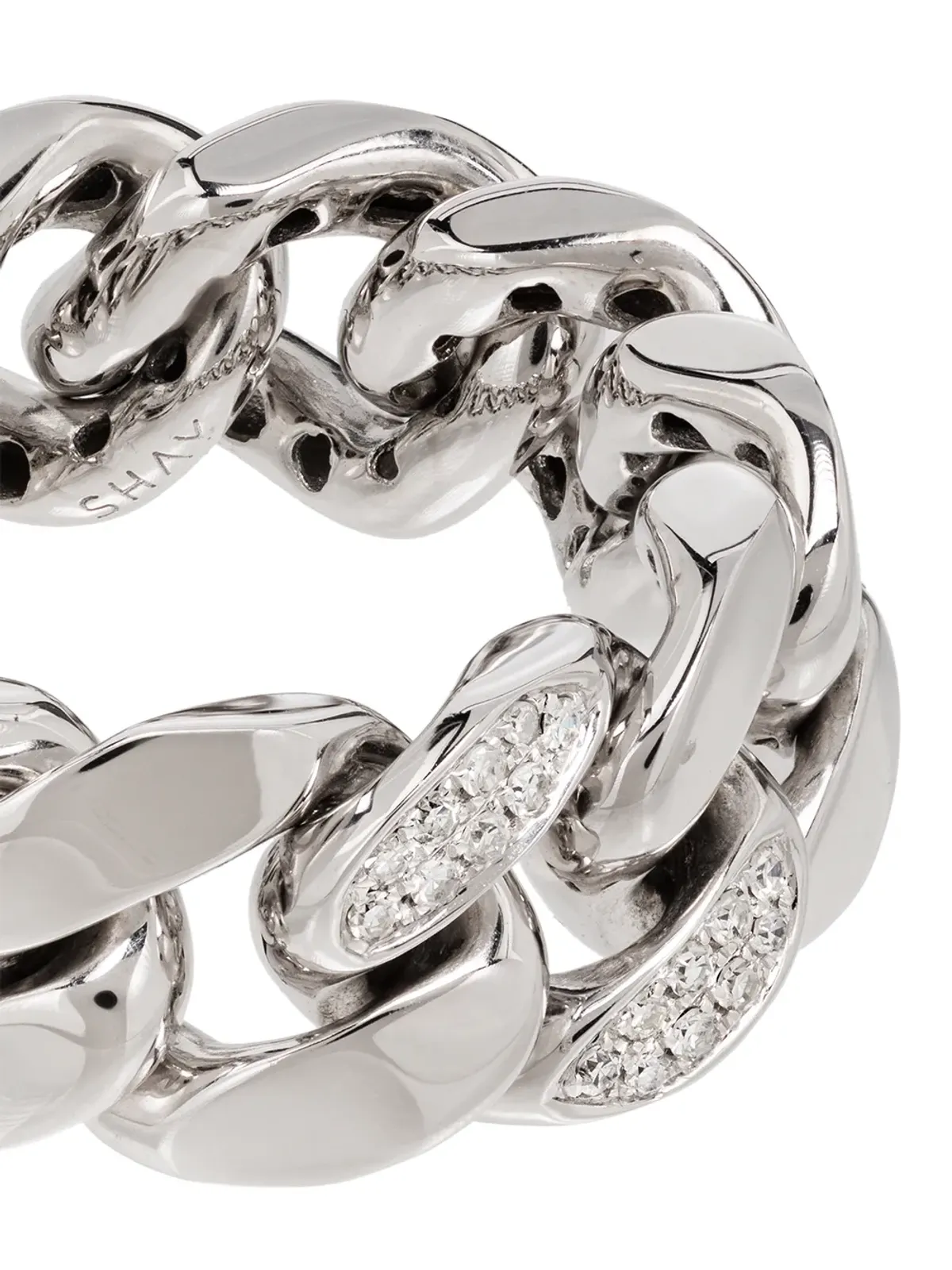 SHAY 18K white gold pavé diamond link ring - Silver - 画像3