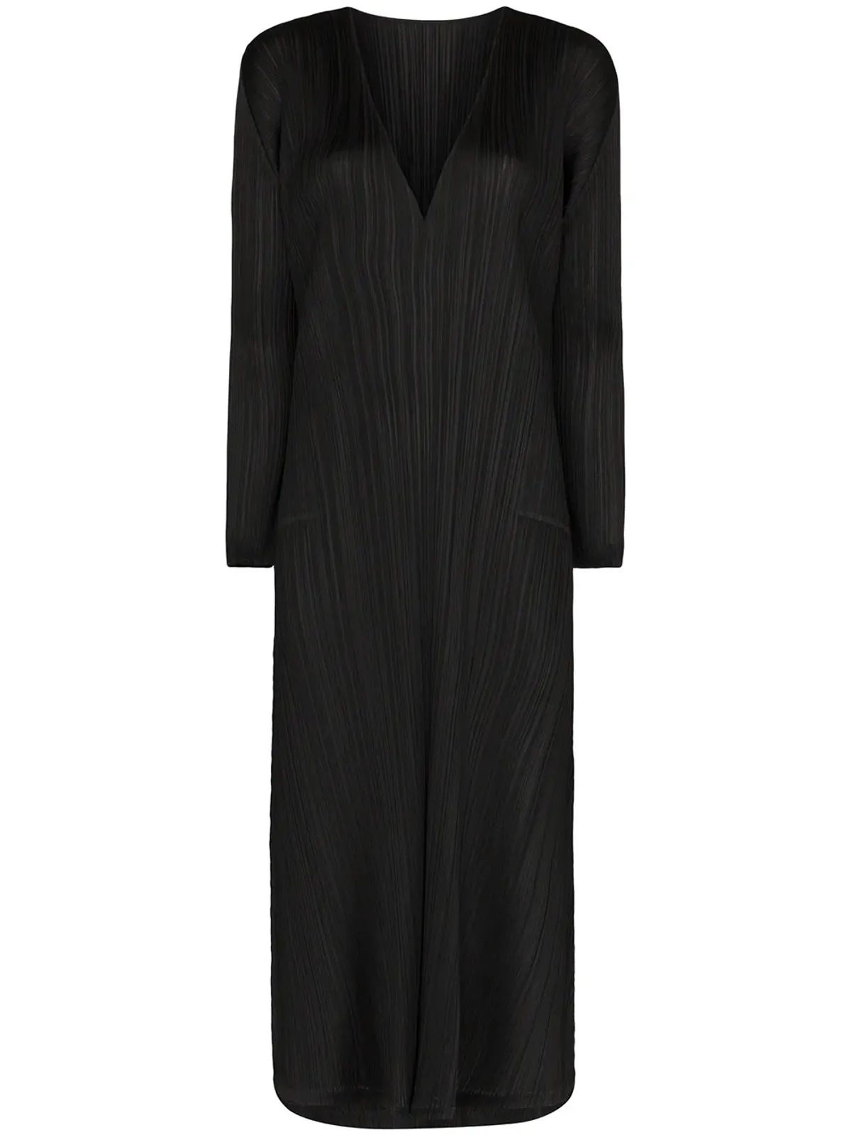 Pleats Please Issey Miyake Vネック プリーツ ミディドレス - 画像1