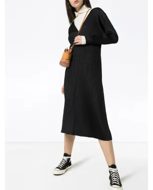 Pleats Please Issey Miyake Vネック プリーツ ミディドレス - サムネイル2