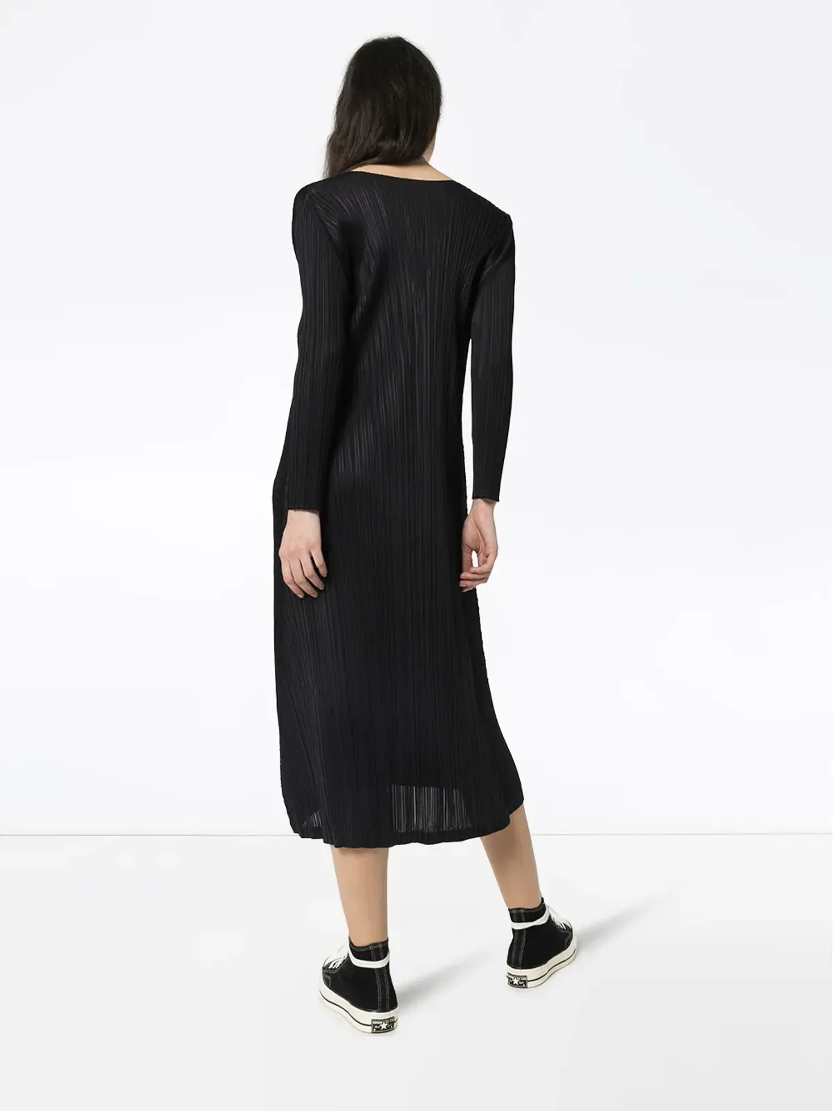 Pleats Please Issey Miyake Vネック プリーツ ミディドレス - 画像4
