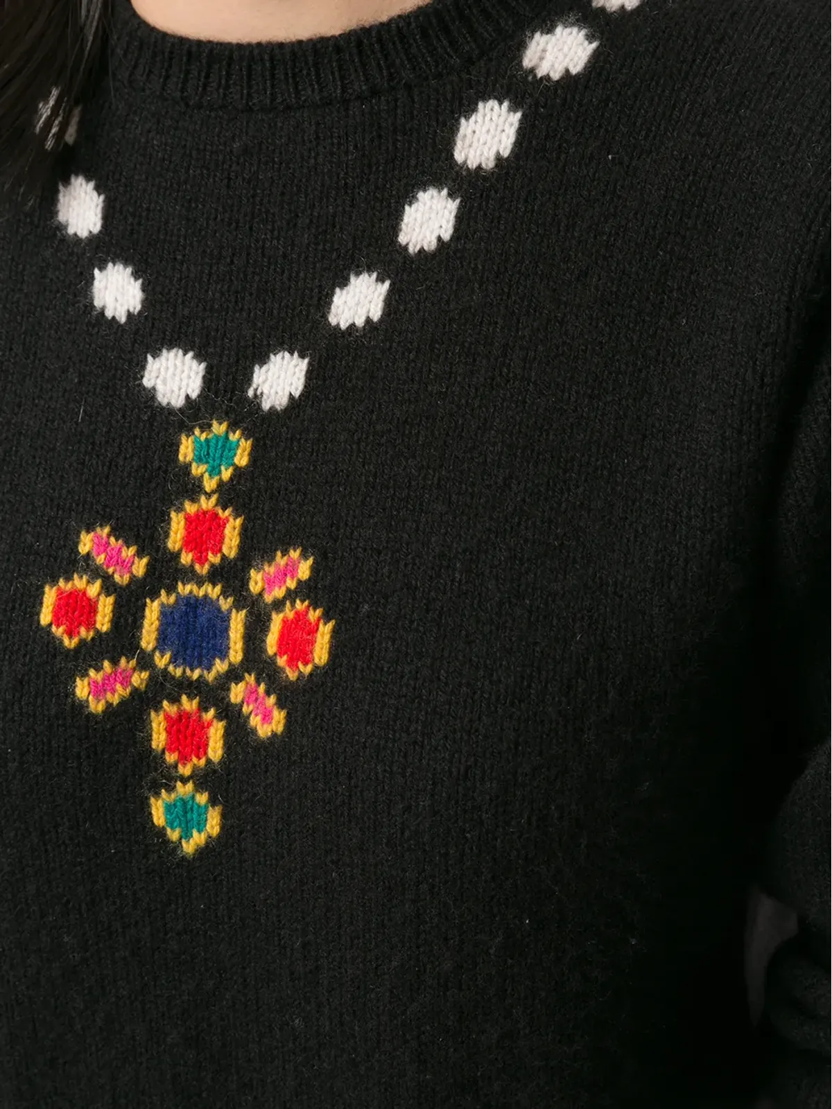 CHANEL ビンテージ 1995 intarsia knit jumper - Black - 画像5