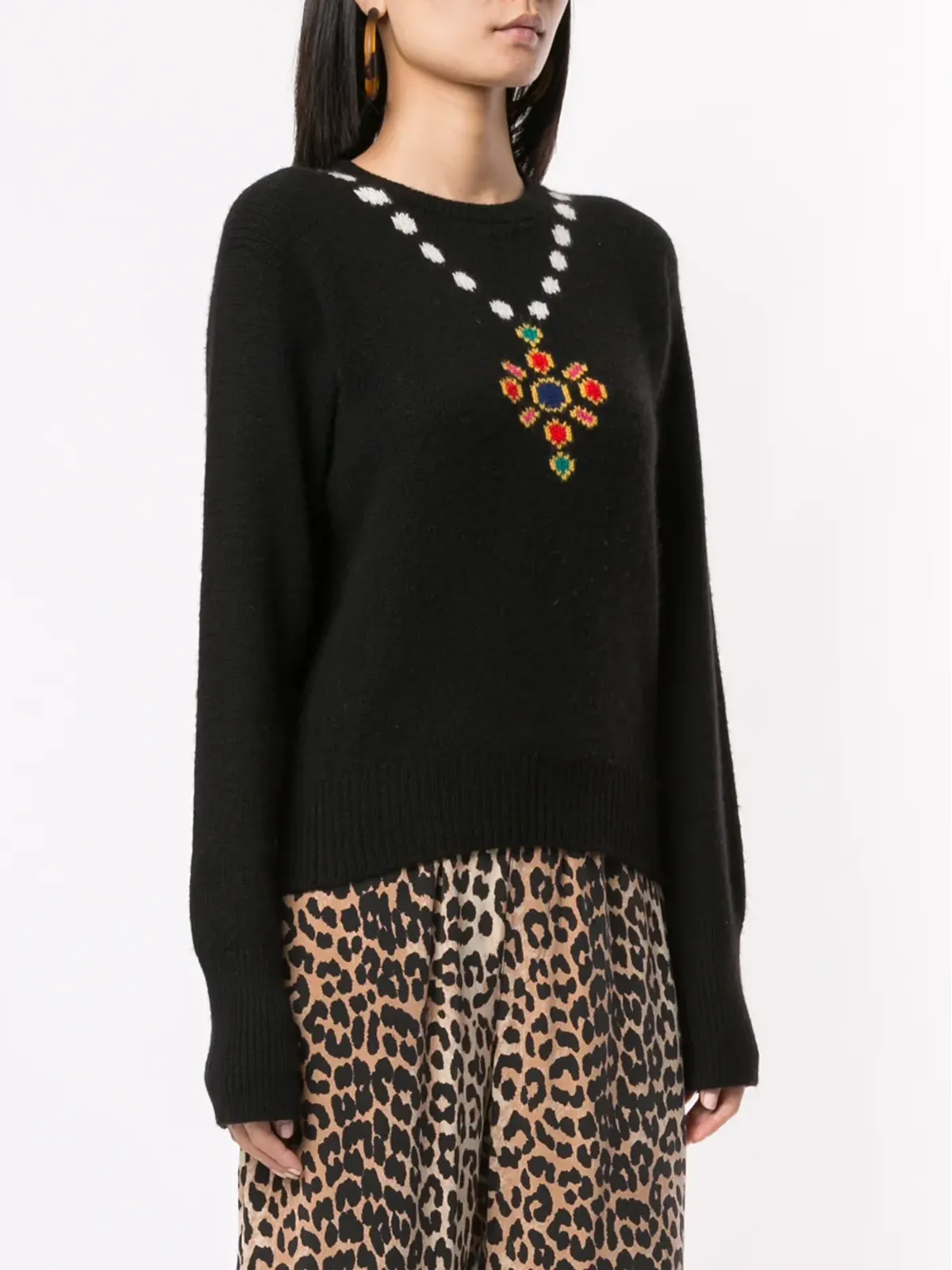 CHANEL ビンテージ 1995 intarsia knit jumper - Black - 画像3