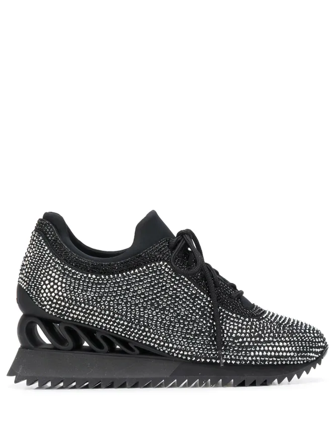 Le Silla Le Silla Reiko Wave crystal-embellished sneakers - Blackの商品画像