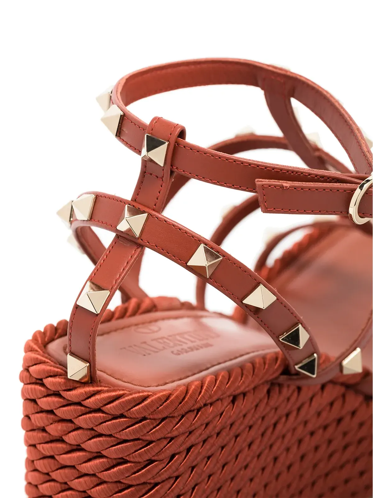 Valentino Garavani トルション ロックスタッド ウェッジサンダル - 画像5