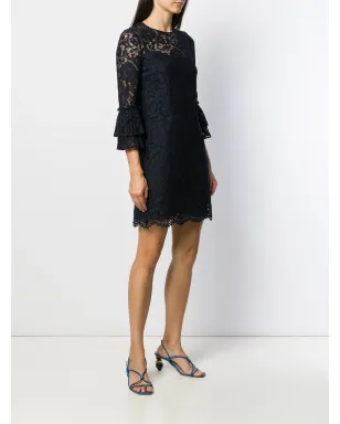 Valentino Garavani フレア花柄レースのミニドレス ブルー - サムネイル3