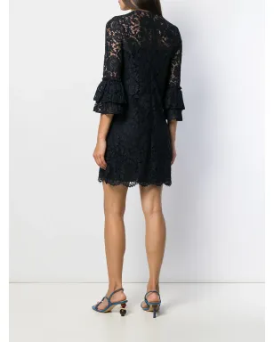 Valentino Garavani フレア花柄レースのミニドレス ブルー - サムネイル4