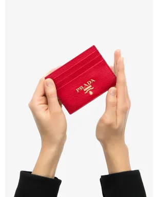 Prada コンパクト前面ロゴカードホルダー - レッド - サムネイル3