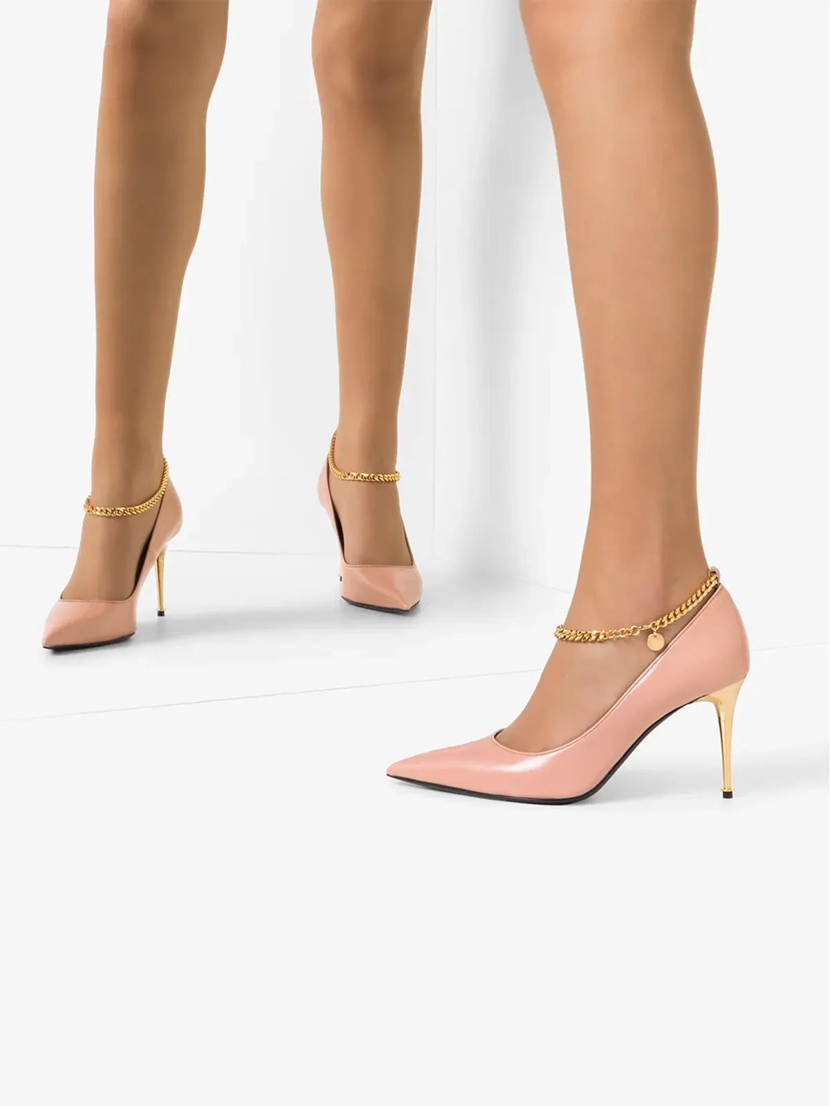 TOM FORD チェーントリム付きレザーパンプス - 画像3