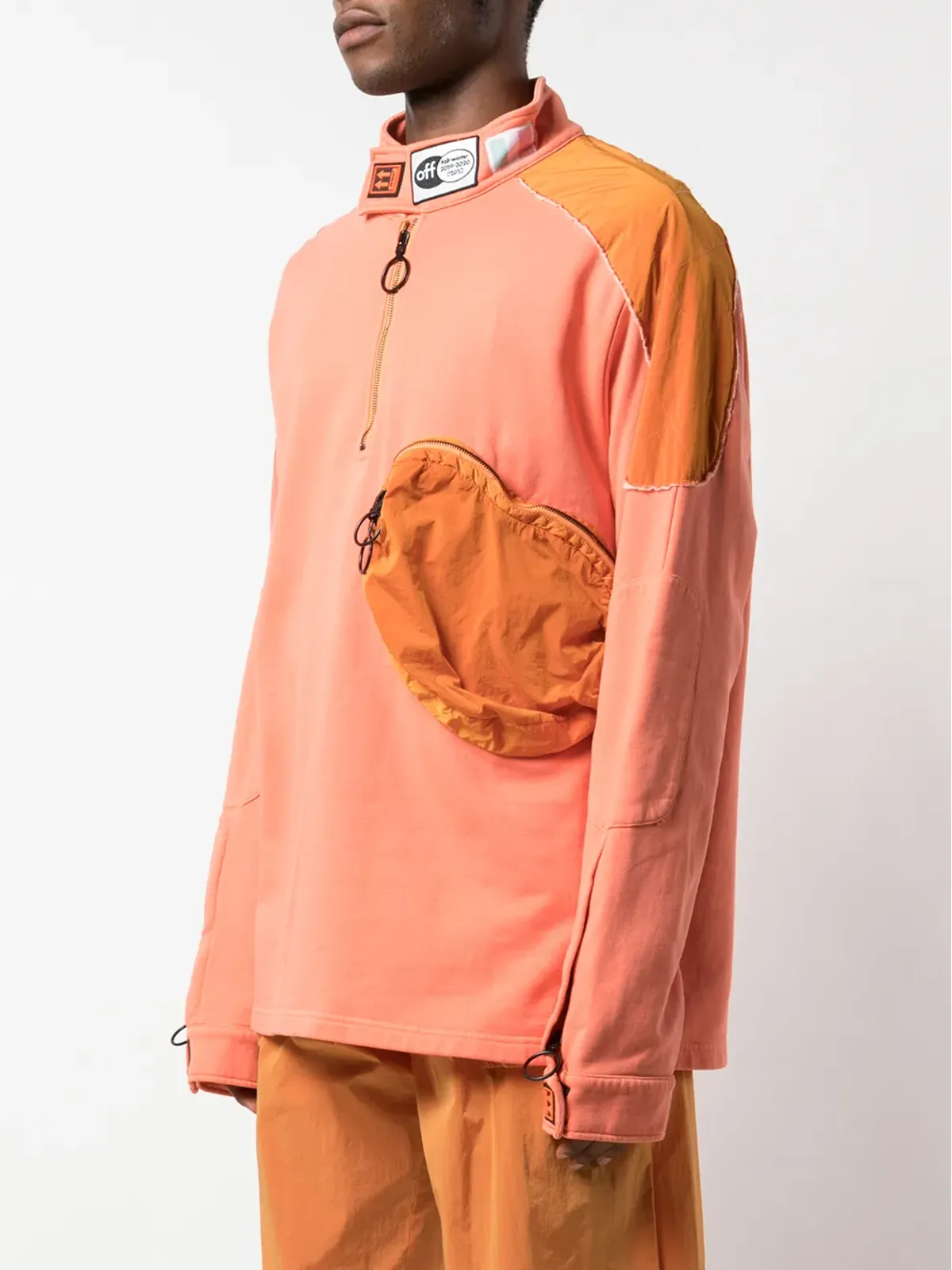 Off-White コントラストパネル タートルネック スウェットシャツ - オレンジ - 画像3