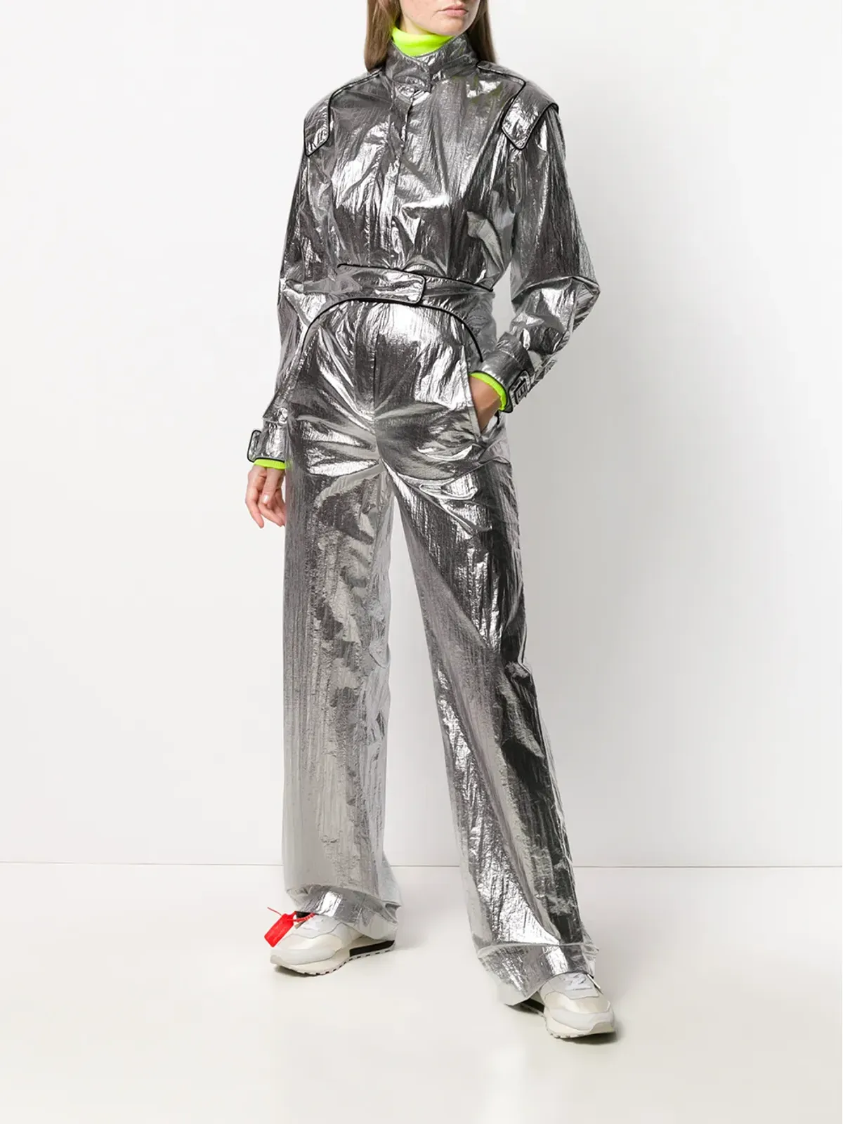 Off-White レーシング・メタリック風ジャンプスーツ - シルバー - 画像2