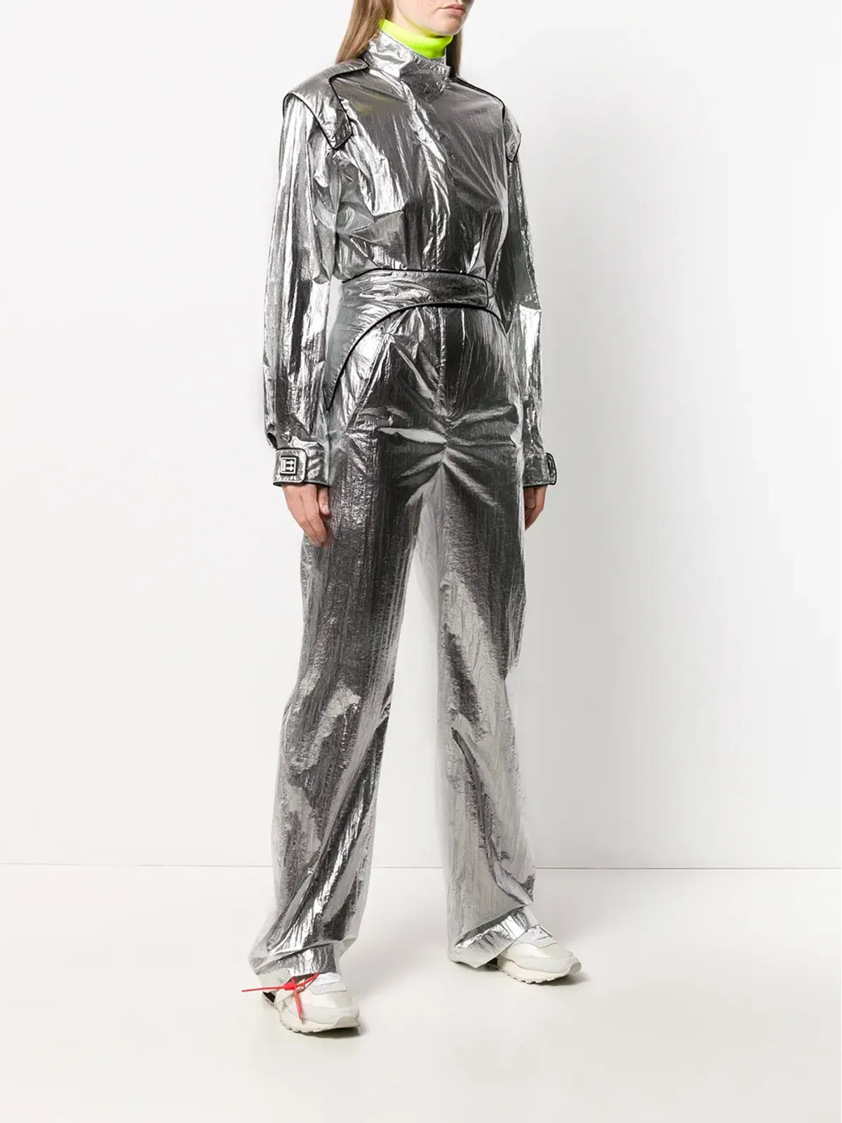 Off-White レーシング・メタリック風ジャンプスーツ - シルバー - 画像3