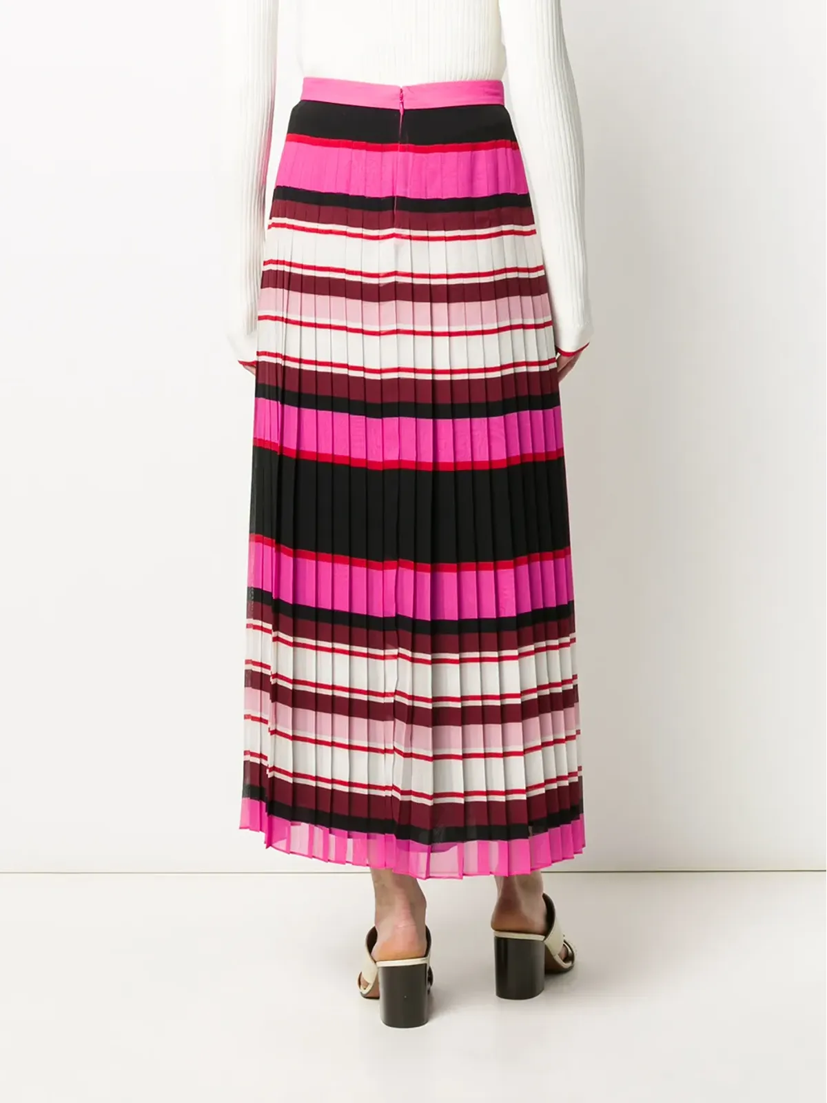 Valentino Garavani ストライププリーツシルクスカート - 画像4